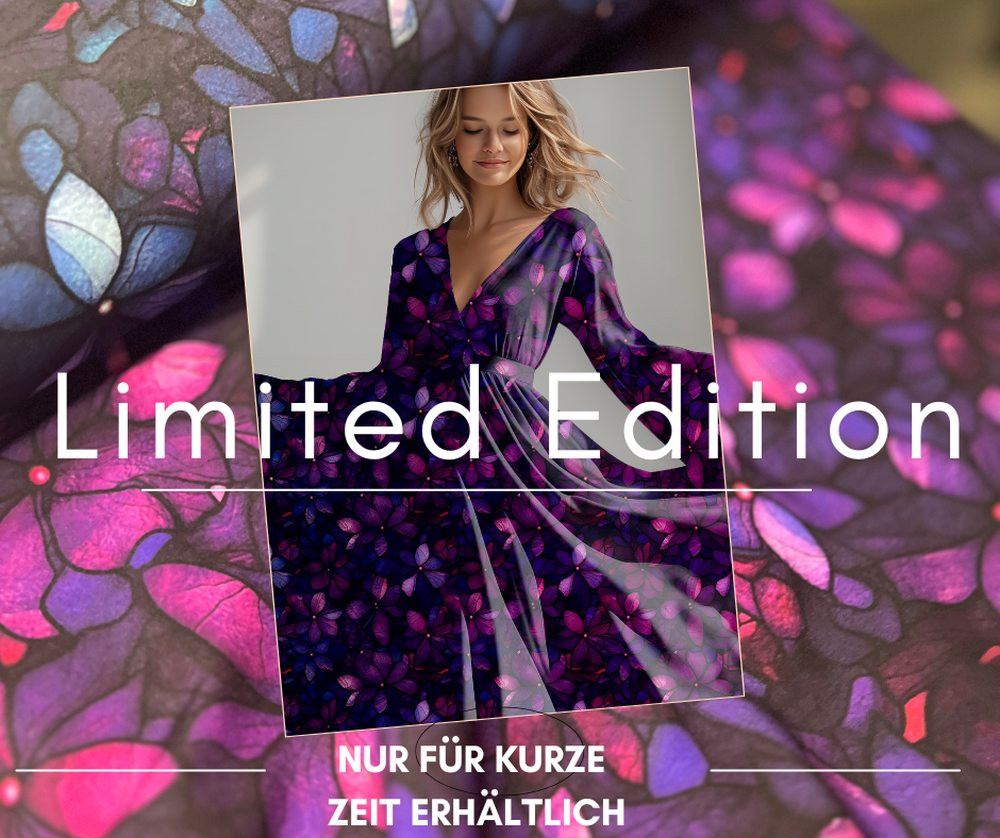 Bio Viskosejersey mit Überbreite: Eigenproduktion Velvet Blossom  (Bordüre) von Graustufen-Stoffe